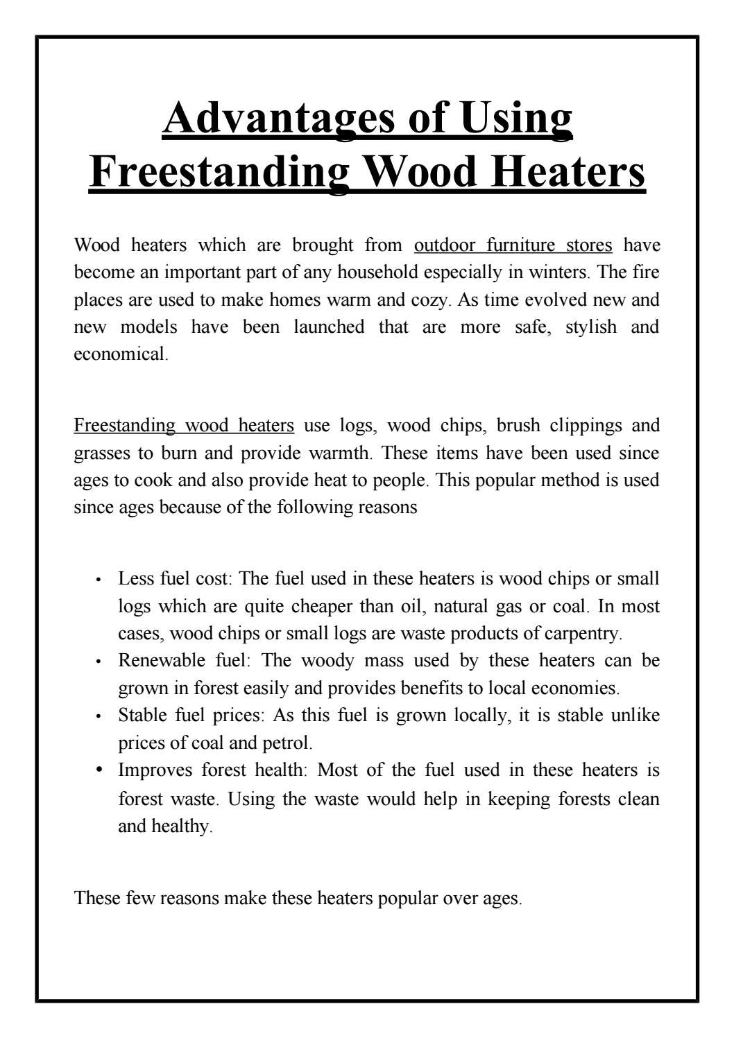 Advantages of Using Freestanding Wood Heaters by Nick Daniel’s Heating