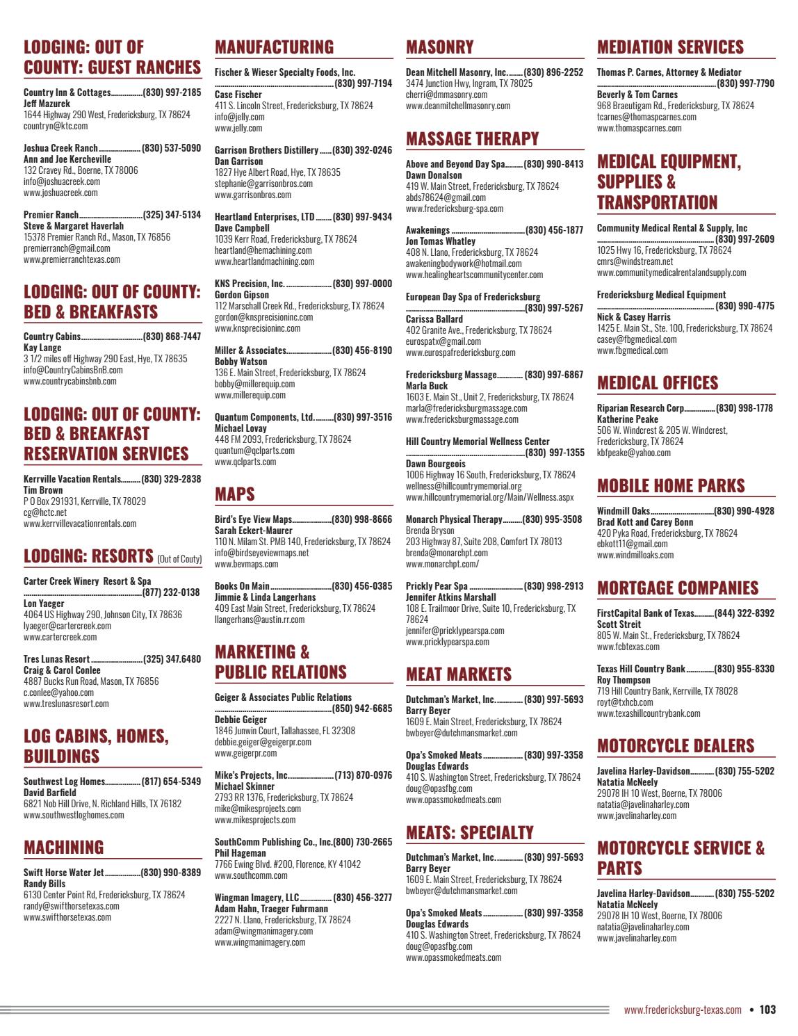 Fredericksburg Texas Chamber Of Commerce Guide By