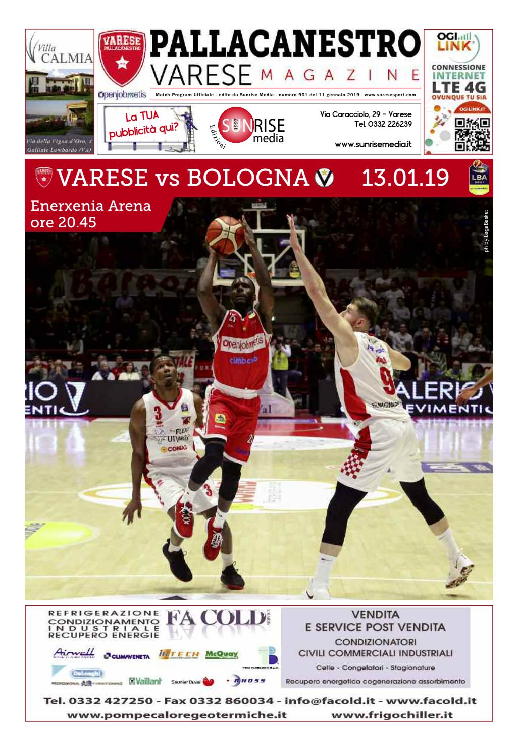 Pallacanestro Varese Bologna 13 gennaio 2019 by SUNRISE Media Issuu