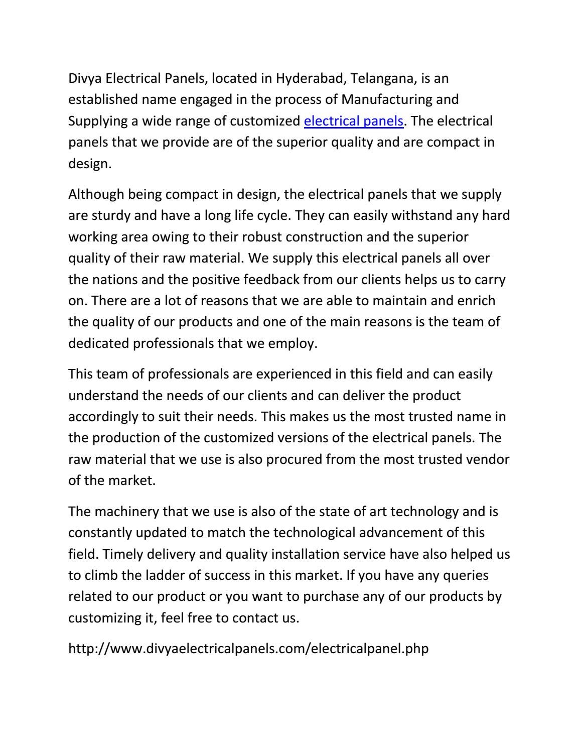 Electrical panel suppliers in Hyderabad by bingindia Issuu