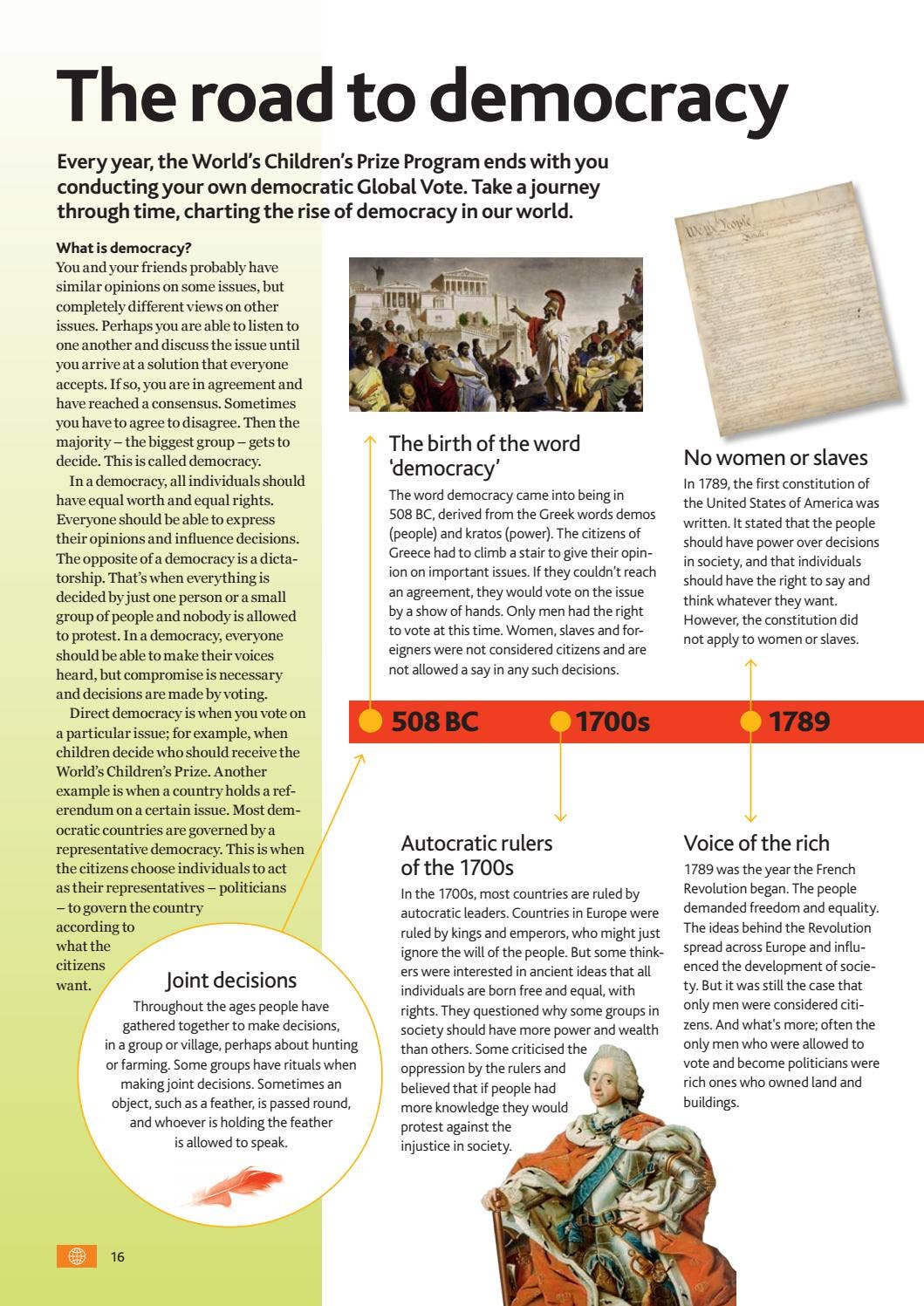 Timeline of democracy for children by World's Children's Prize - Issuu