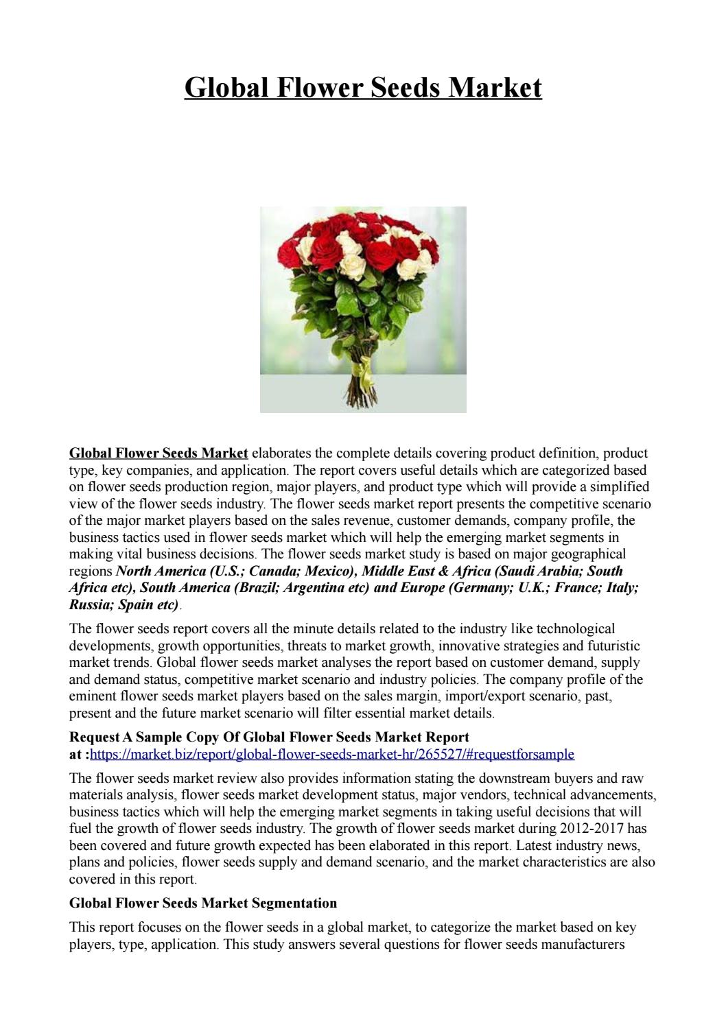 Global Flower Seeds Market 20192023 Industry Analysis and Competitive