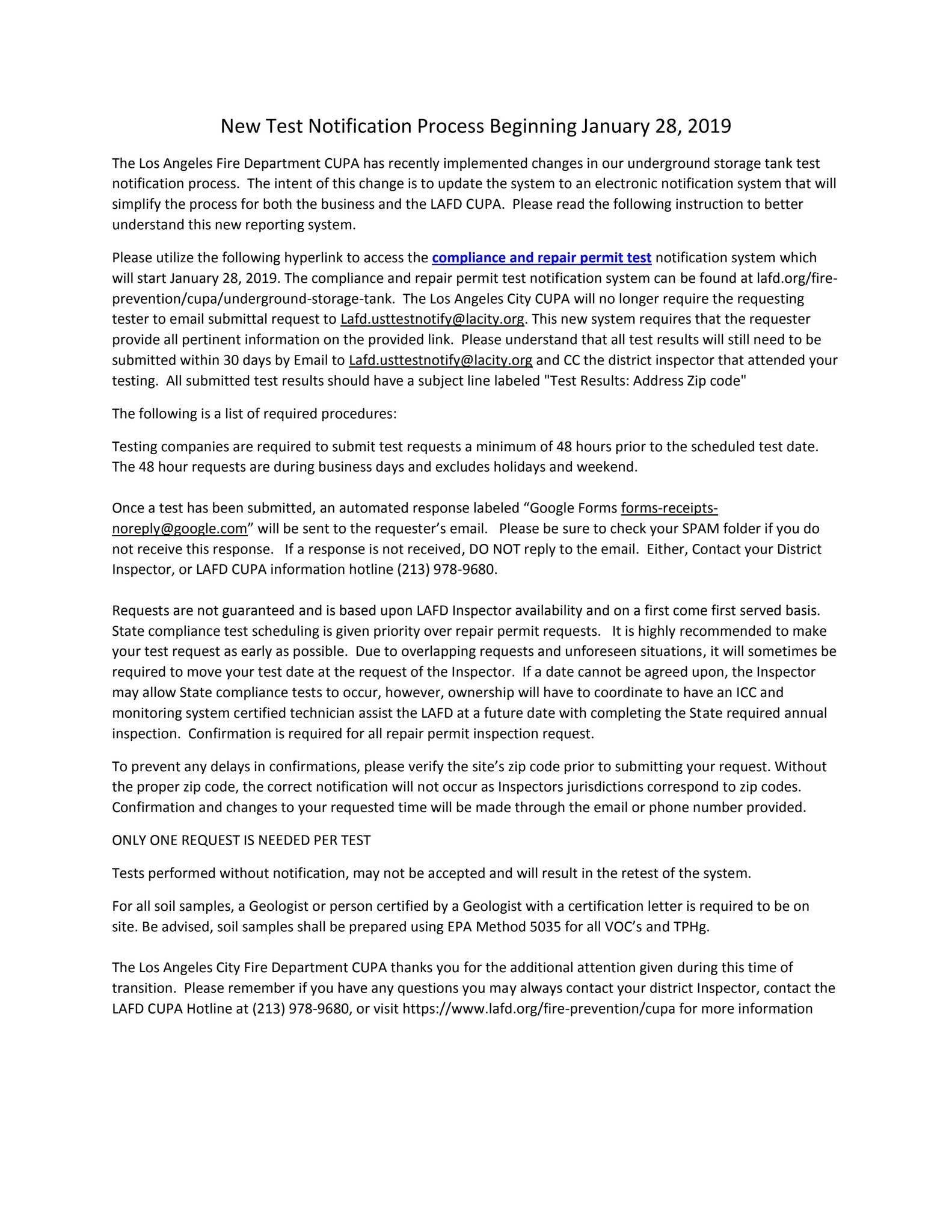 Test Notification Instruction - 1/23/2019 by Los Angeles Fire ...