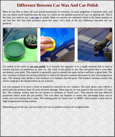 Difference Between Car Wax And Car Polish By Car Care Products Australia Issuu