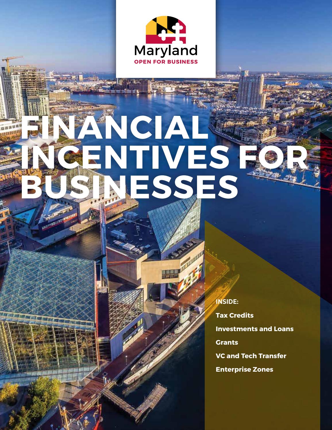 Maryland Financial Incentives for Businesses by State of Maryland - Issuu