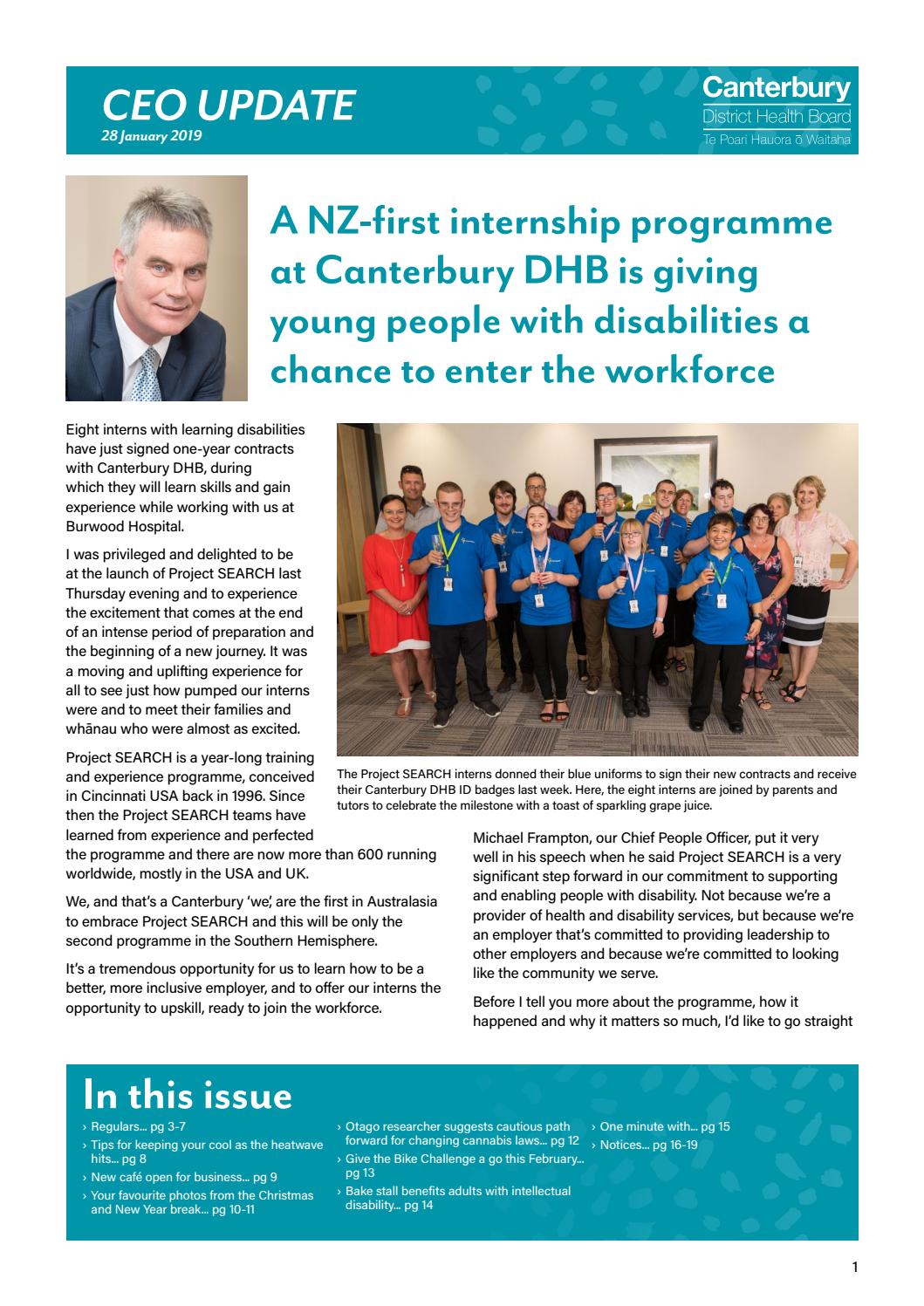 Canterbury DHB CEO Update Monday 28 January 2019 by Te Whatu Ora