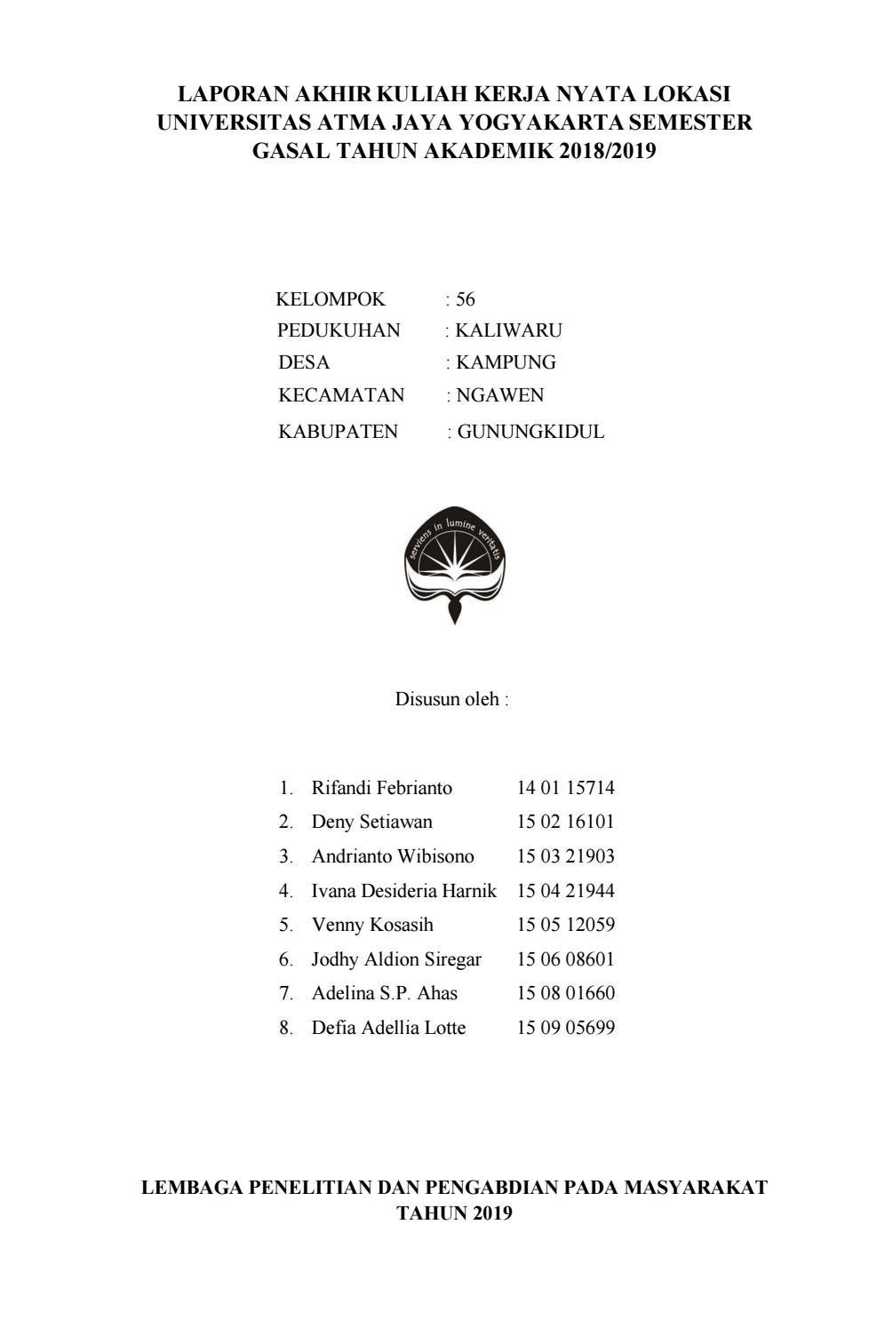 Laporan Akhir Kkn 74 Uajy Padukuhan Kaliwaru Ngawen Gunung Kidul By Rifandi Febrianto Issuu