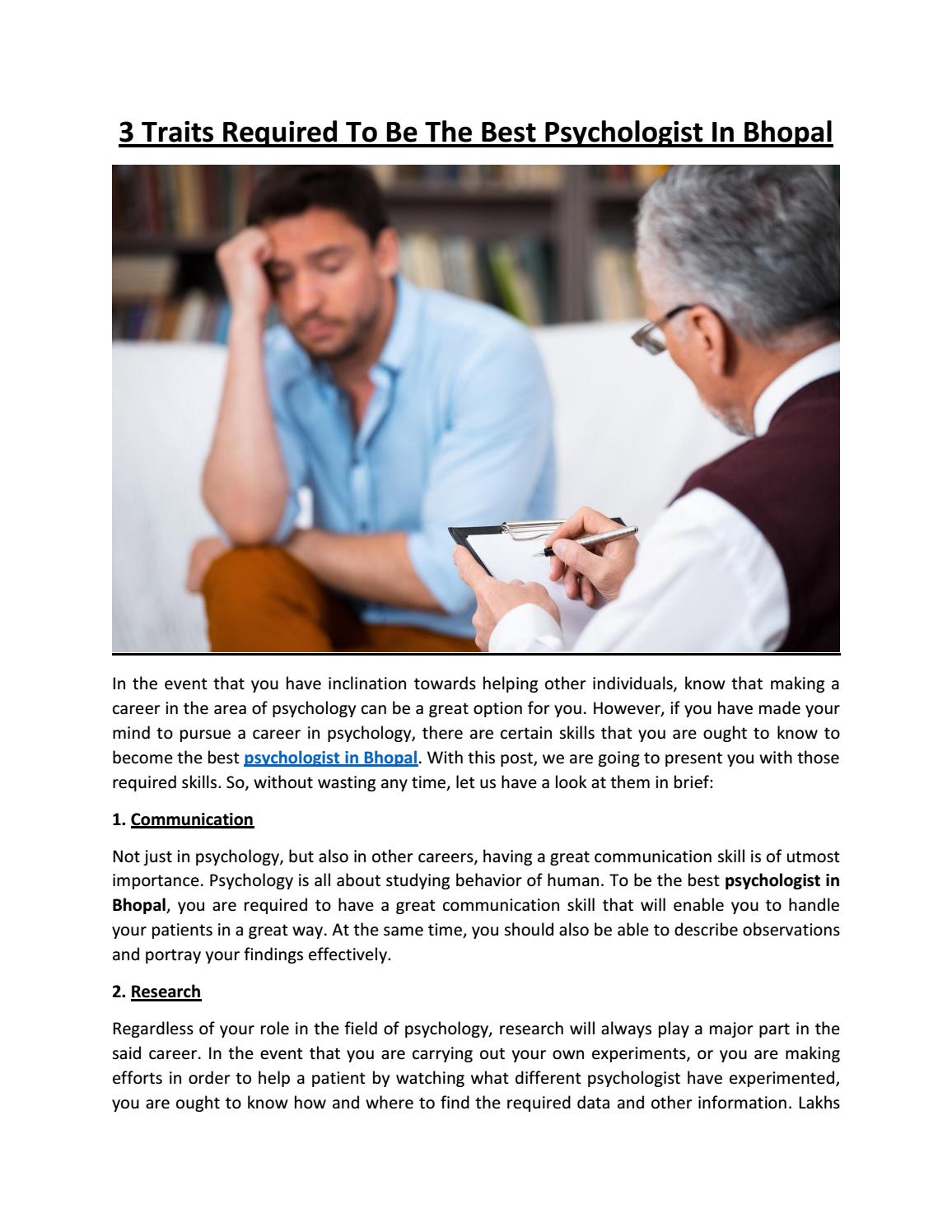 3 Traits Required To Be The Best Psychologist In Bhopal by Vaibhav