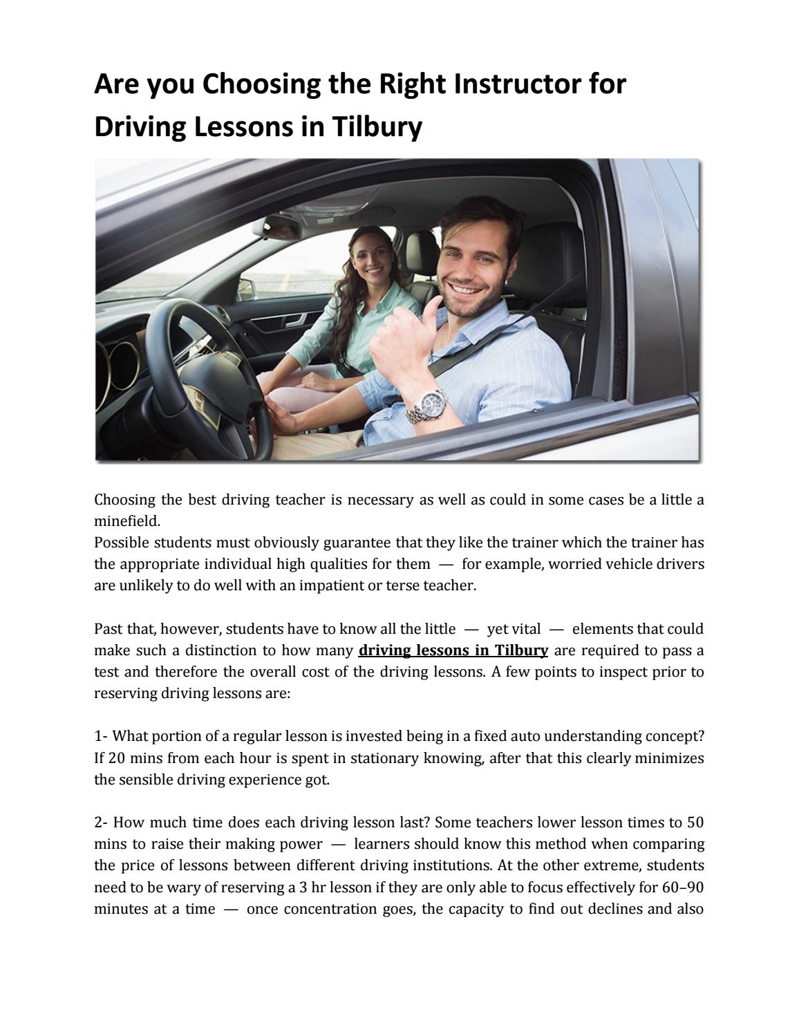 Are you Choosing the Right Instructor for Driving Lessons in Tilbury by