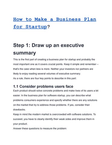 how to draw up business plan