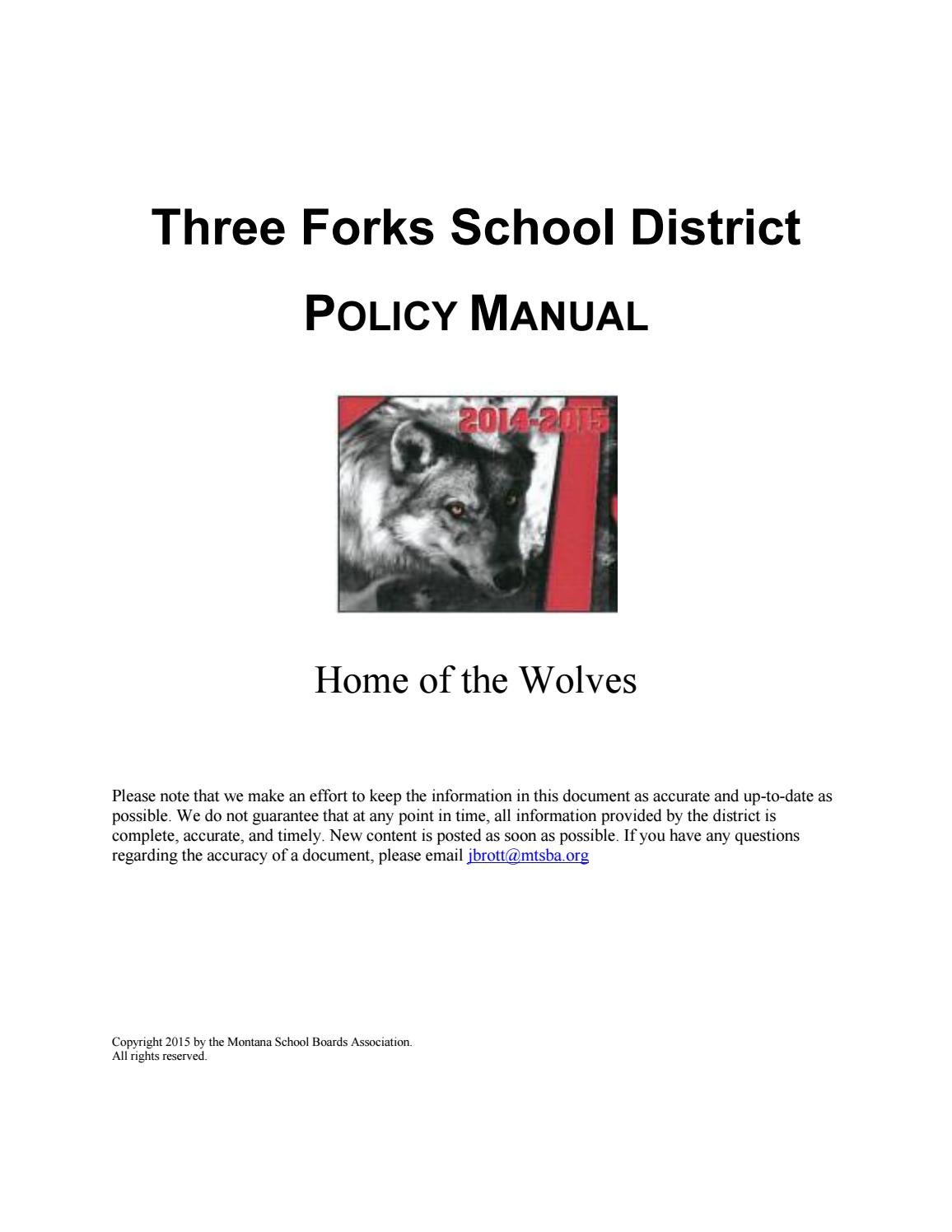 Three Forks Public Schools Policy Manual by Montana School Boards  Association - issuu
