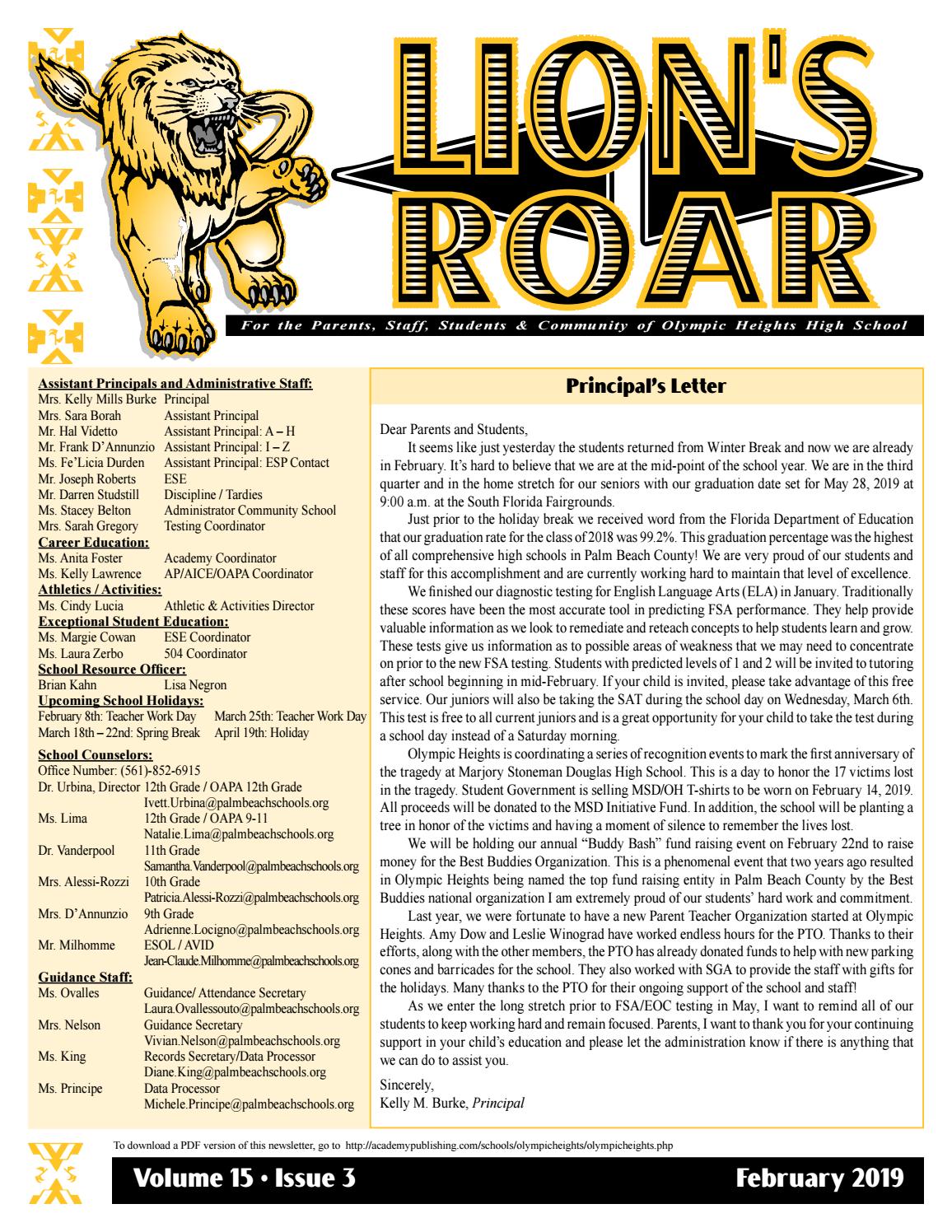 Olympic Heights High School Newsletter by Academy Publishing, Inc. Issuu