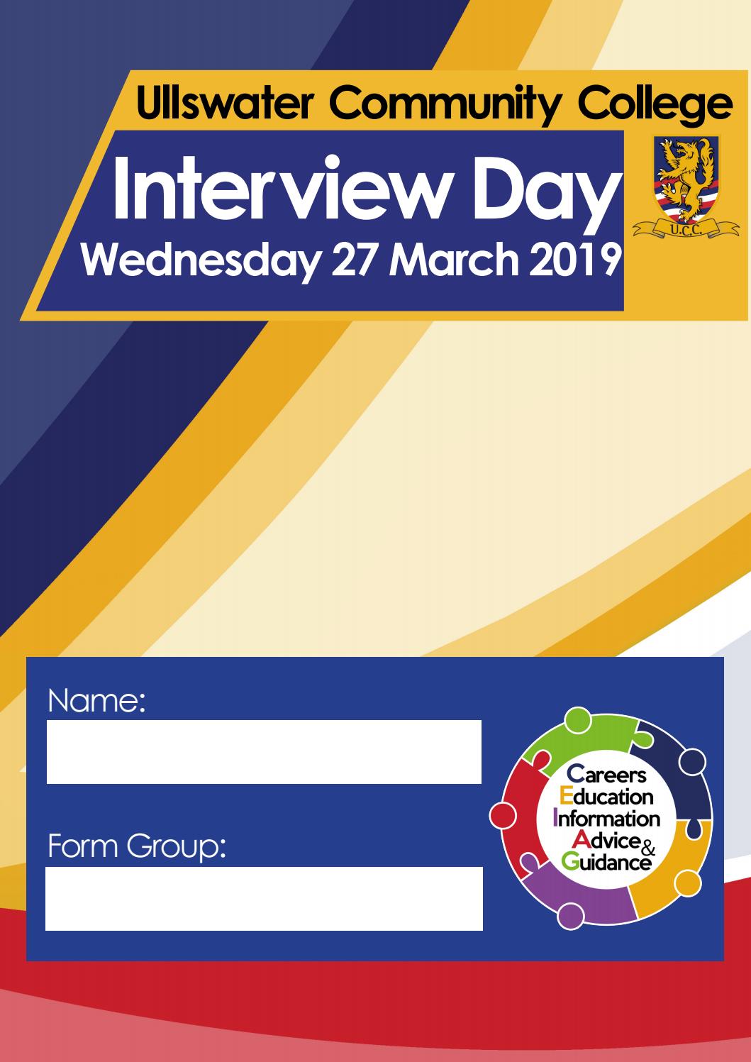 Interview Booklet Interview Day Booklet 2019 by Ullswater Community College - Issuu