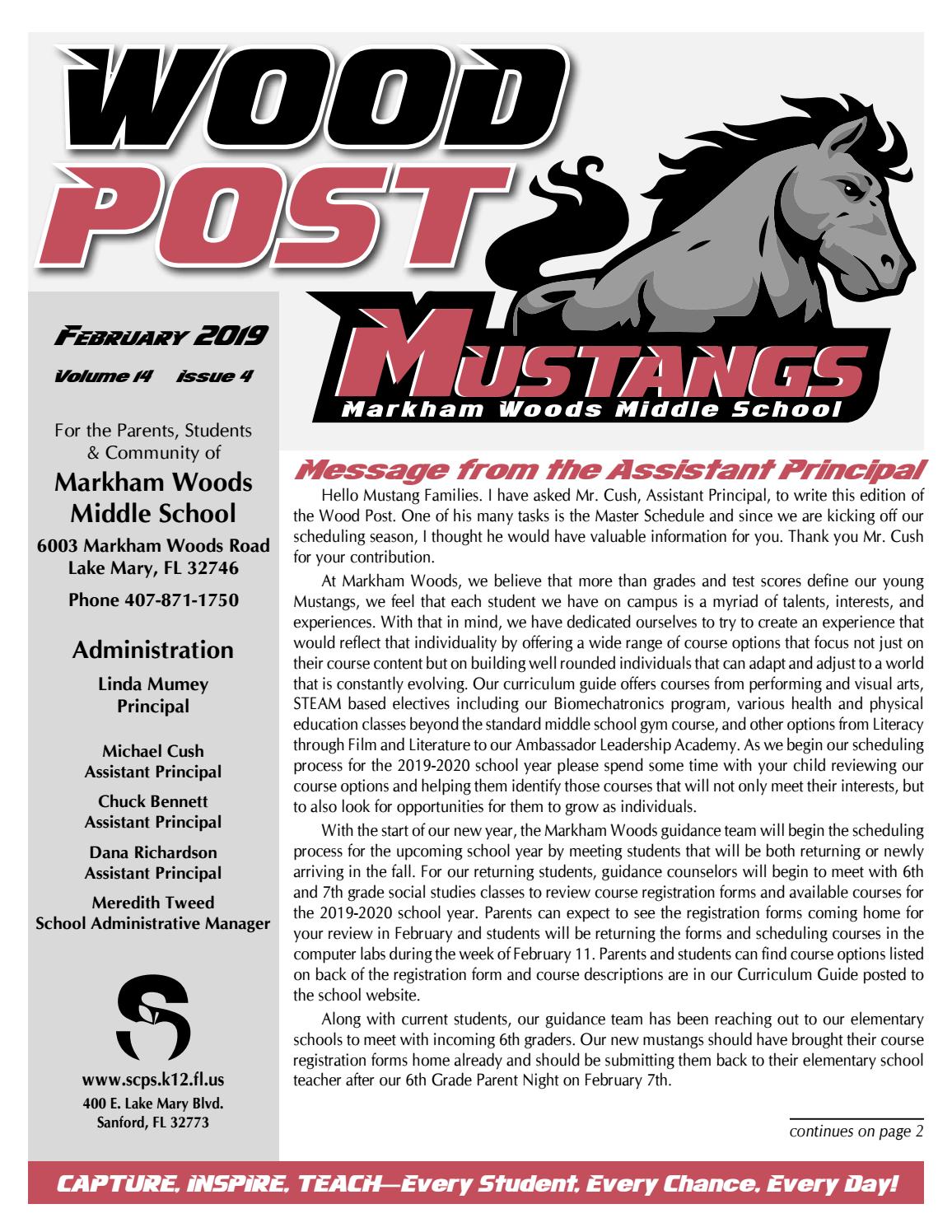 Markham Woods Middle School Newsletter by Academy Publishing, Inc. Issuu