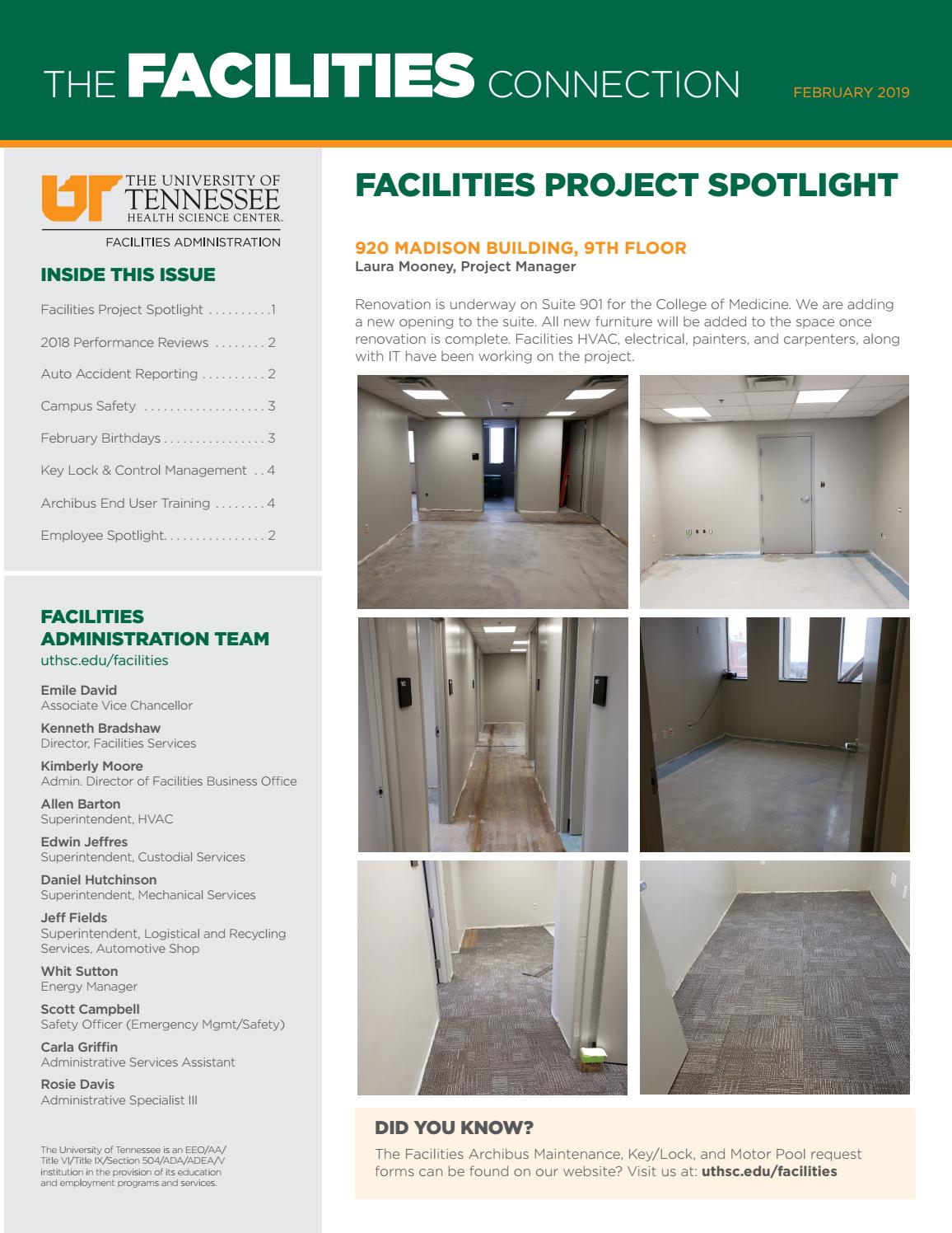 UTHSC Facilities Connection - Newsletter February, 2019 by University of  Tennessee Health Science Center - Issuu