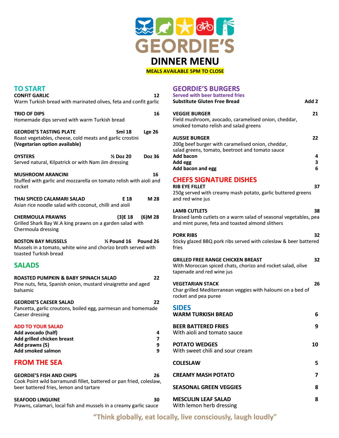 Menu Geordie's Cafe and Art Gallery by AusWaThai Issuu
