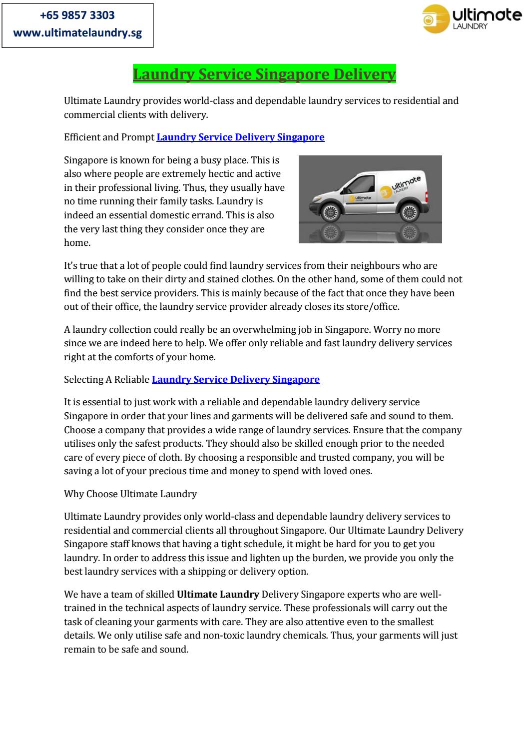 Laundry Service Singapore Delivery by Ultimate Laundry Issuu
