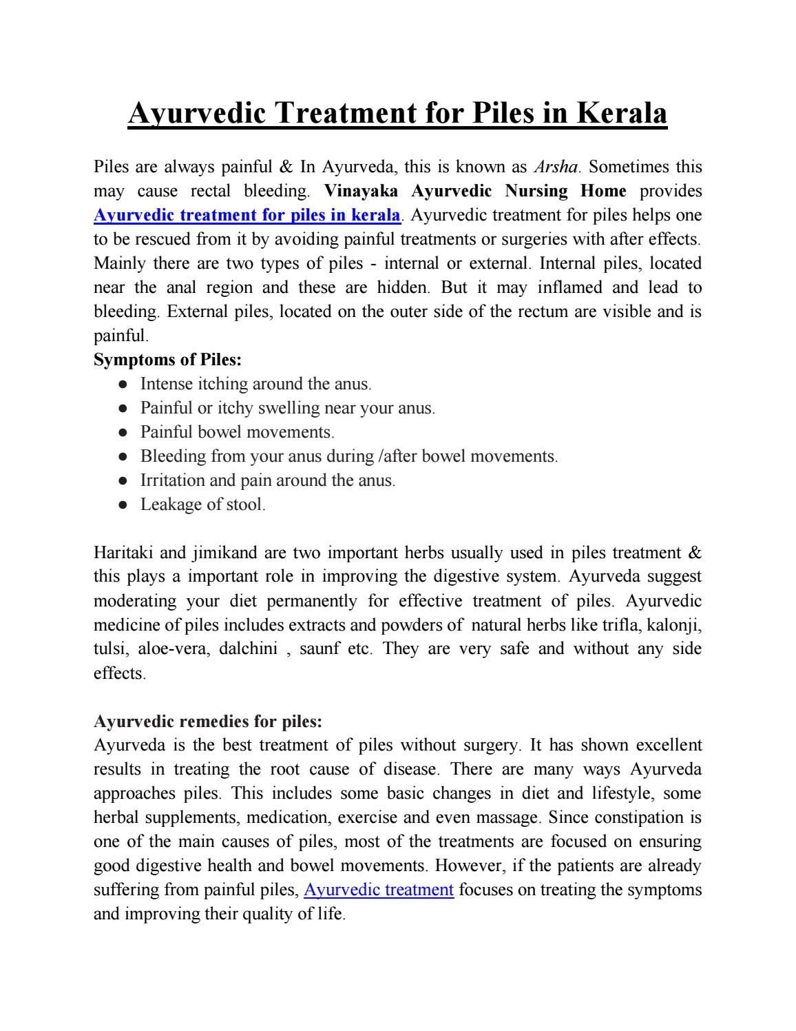 Ayurvedic Treatment for Piles in Kerala Piles ayurvedic treatment in