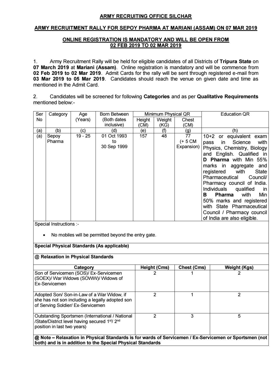 Join Indian Army Pharma Job Openings 19 Application Details By Biotecnika Issuu