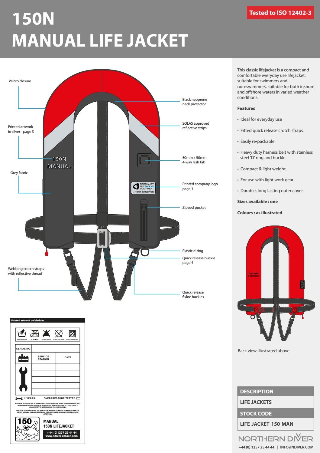 150n manual life jacket datasheet by Northern Diver UK Issuu