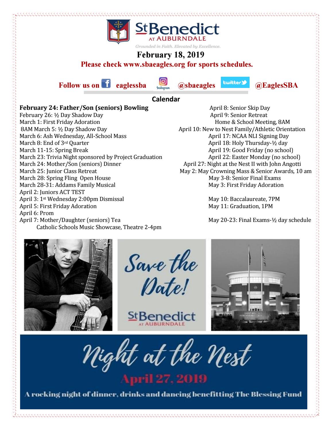 St. Benedict Monday Mail 2/18/19 by Saint Benedict at Auburndale Issuu