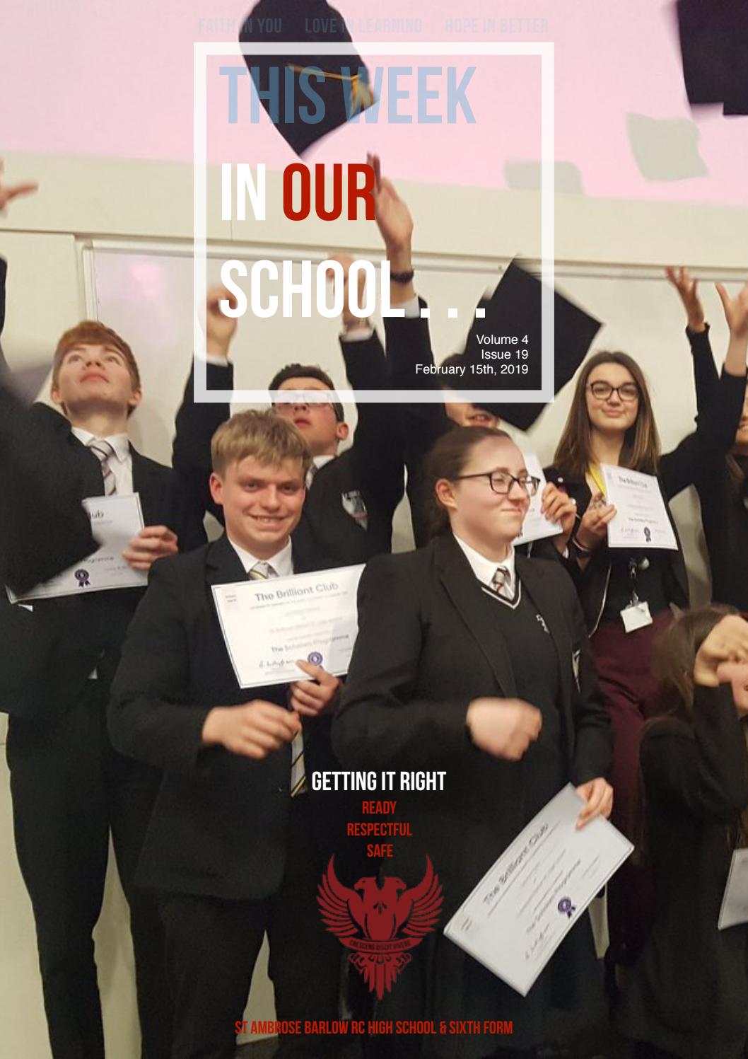 St. Ambrose Barlow Weekly Newsletter Vol.4 Issue 19 February 15th, 2019