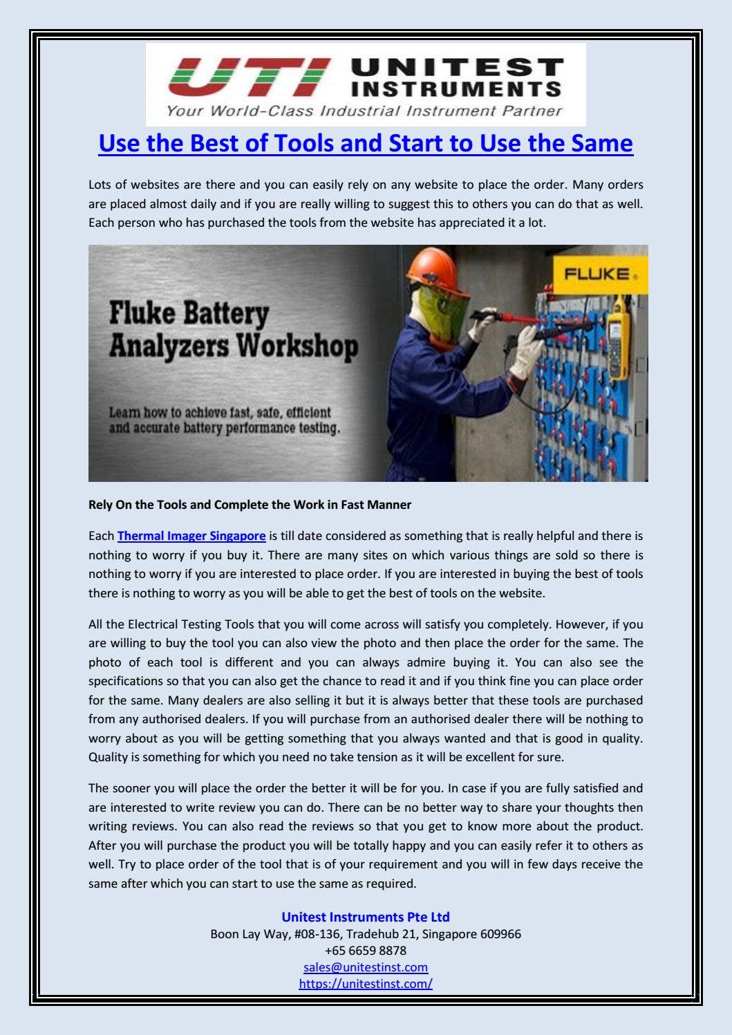 Unitizing Instrument Use the Best of Tools and Start to Use the Same by Unitest Instruments ...
