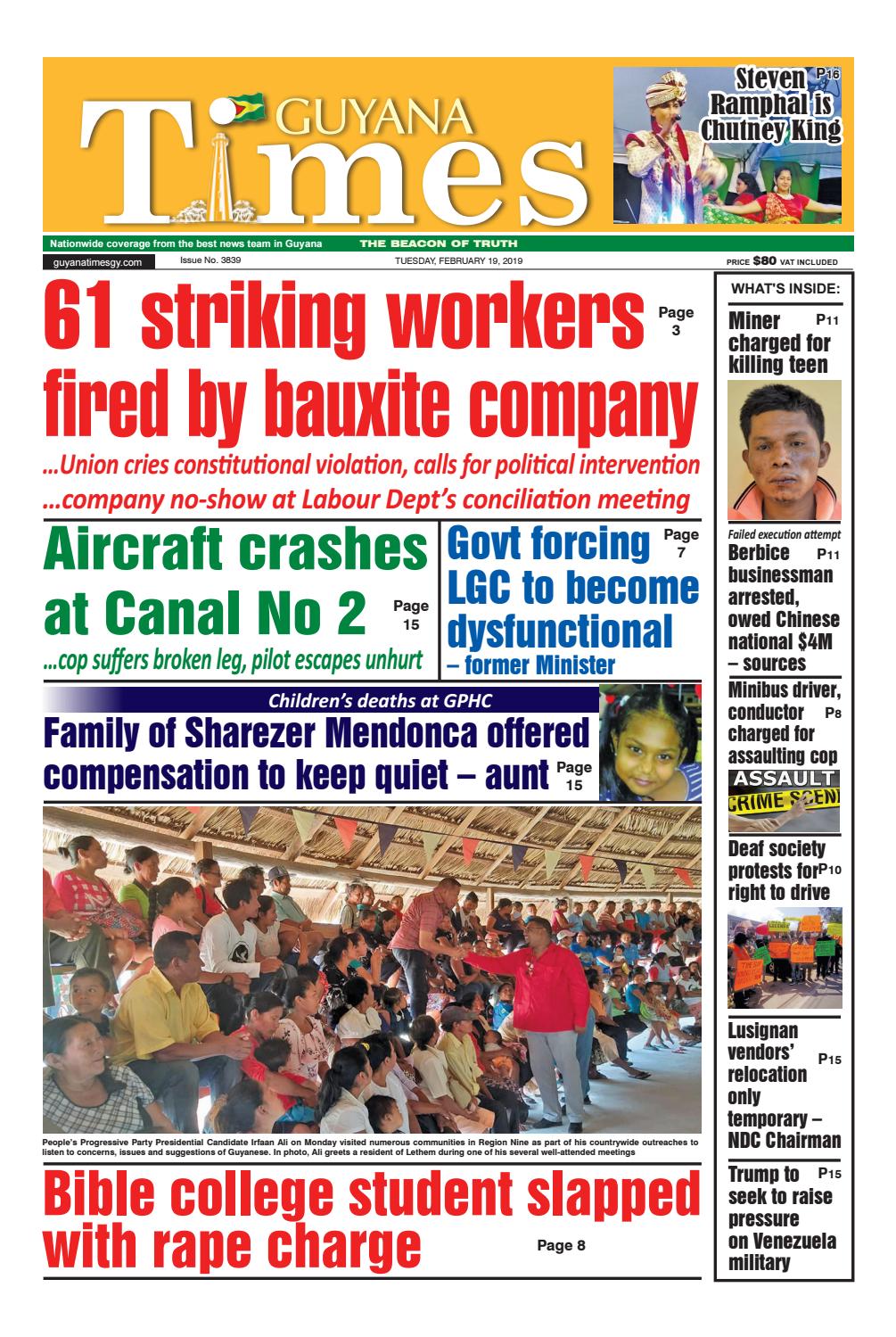 Guyana Times Tuesday February 19 2019 By Gytimes Issuu