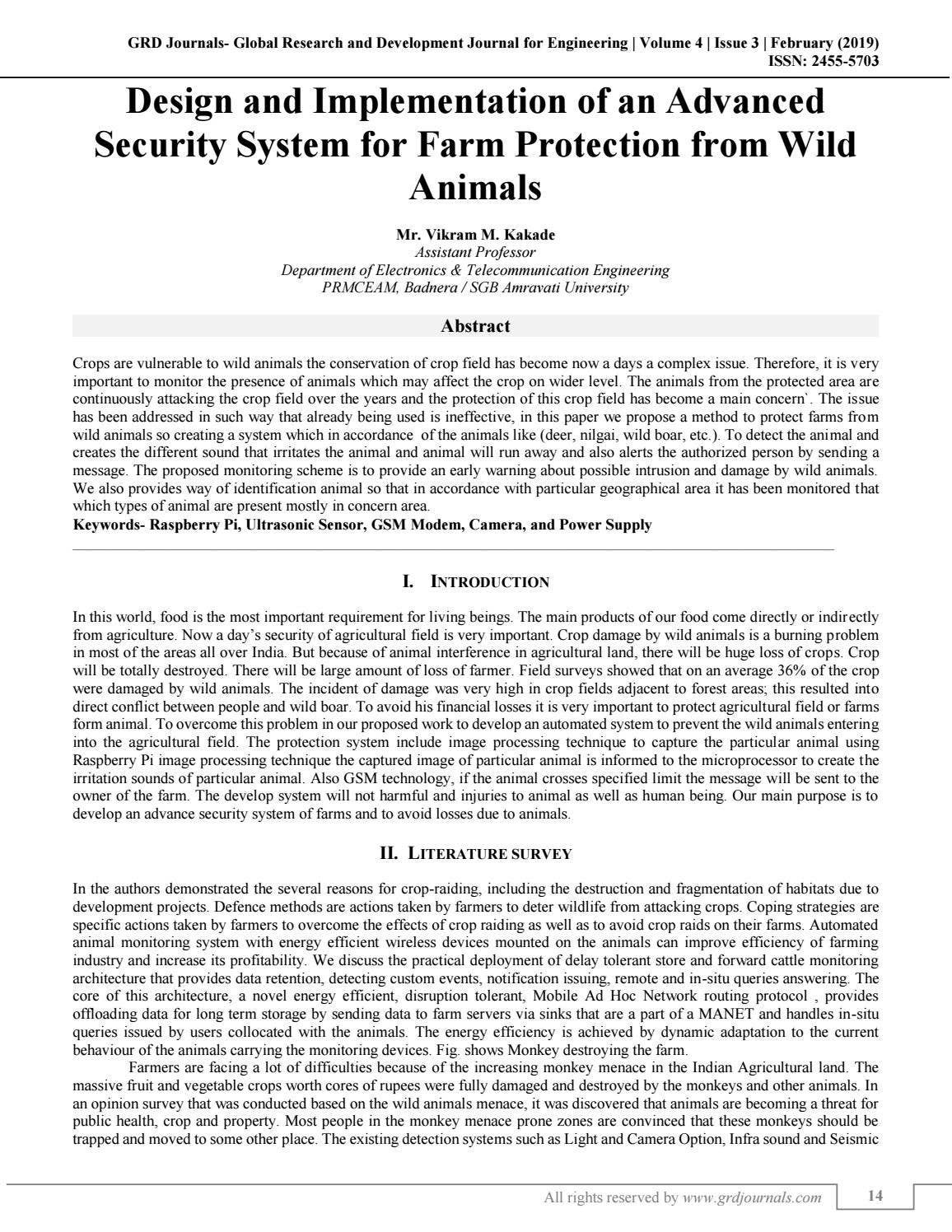 Design and Implementation of an Advanced Security System for Farm ...