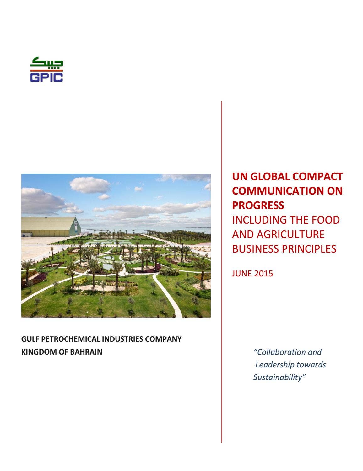 United Nations Global Compact Communication on Progress by GPIC - Issuu