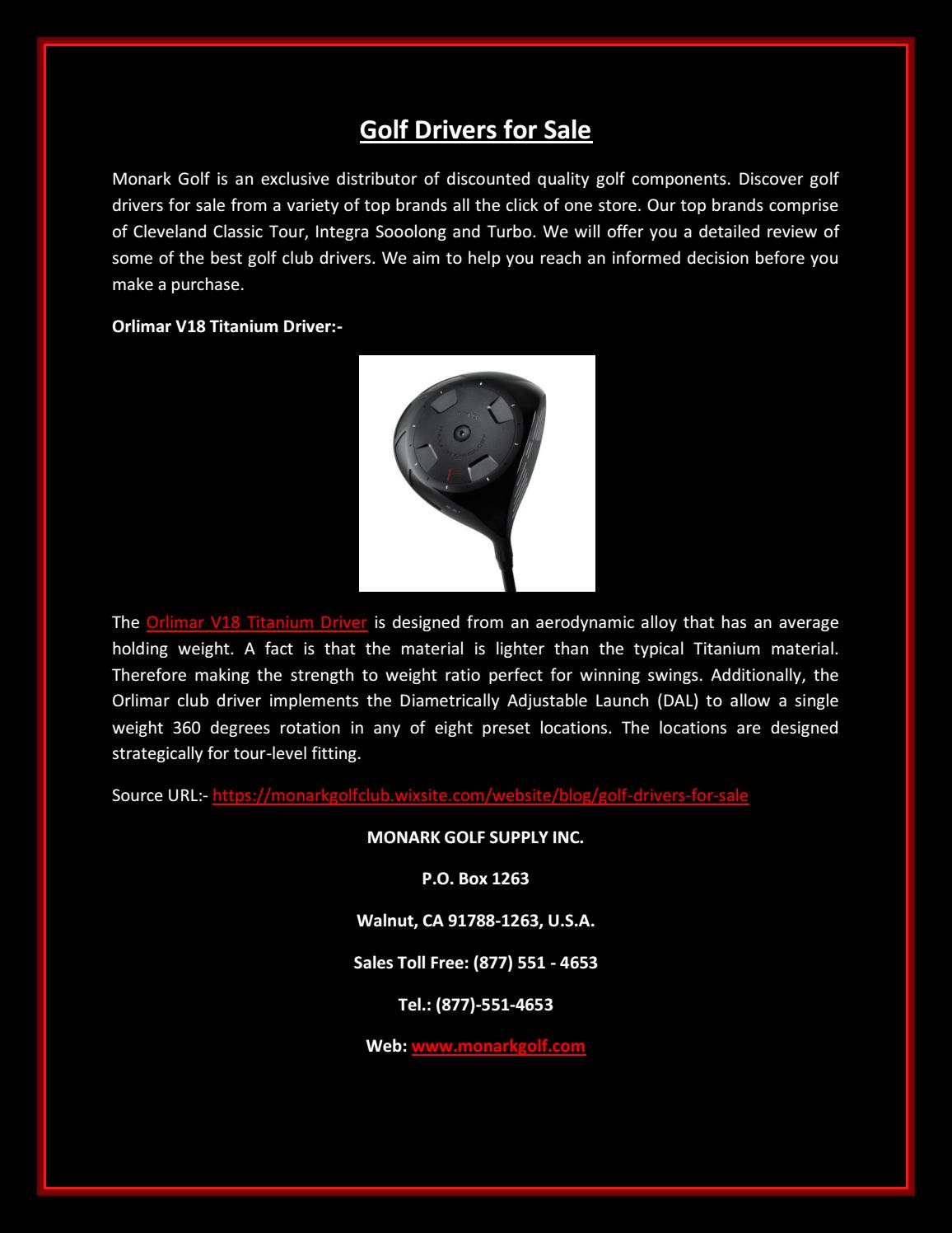 Golf Drivers for Sale by MONARK GOLF SUPPLY INC Issuu