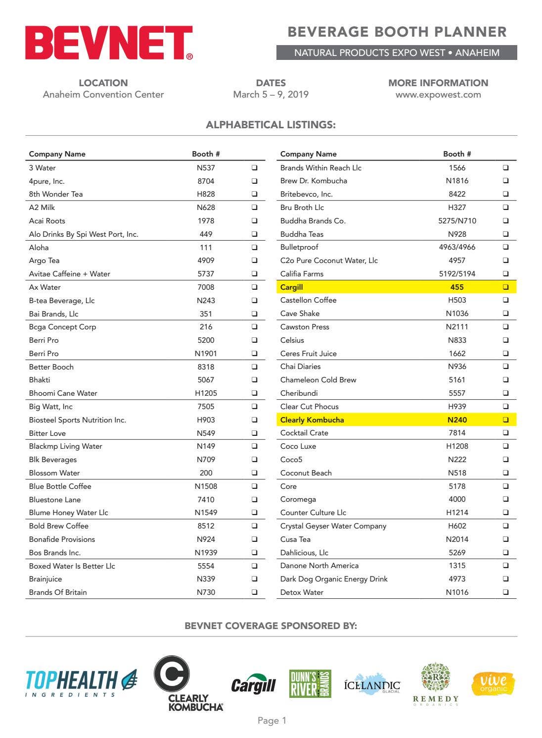 Beverage Booth Planner for Expo West 2019 by BevNET.com - Issuu