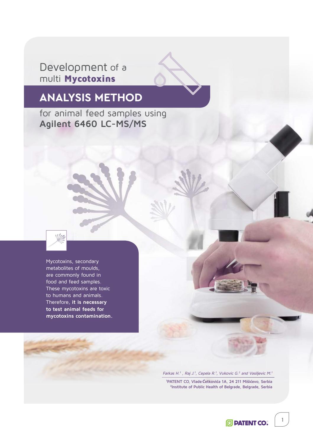 Multi Mycotoxins Analysis Method for Animal Feed Samples Agilent by