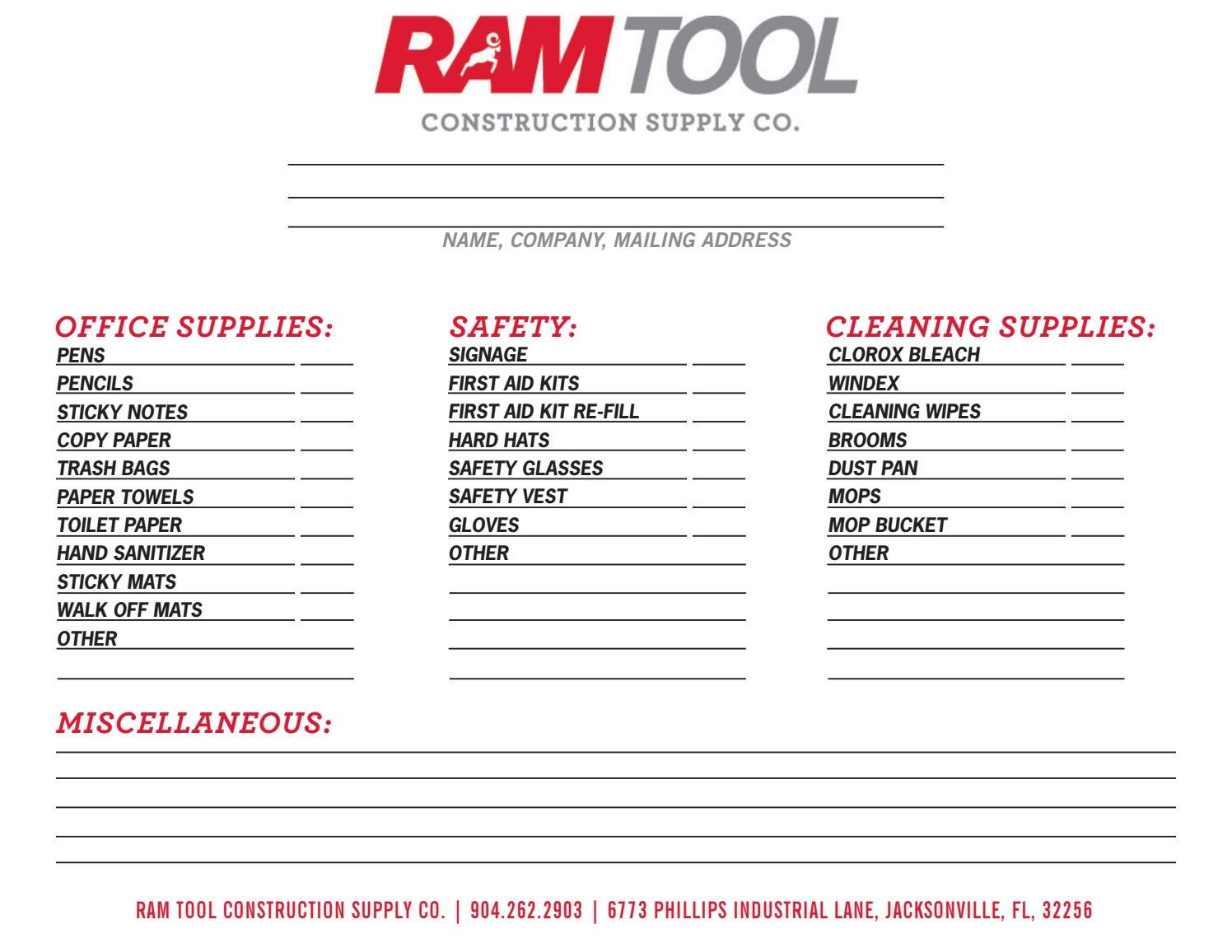 Order Form by Ram Tool Construction Supply Co. - Issuu