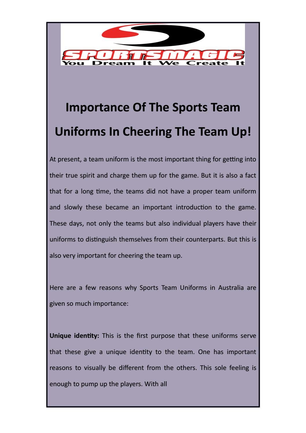 Importance Of The Sports Team Uniforms In Cheering The Team Up! by