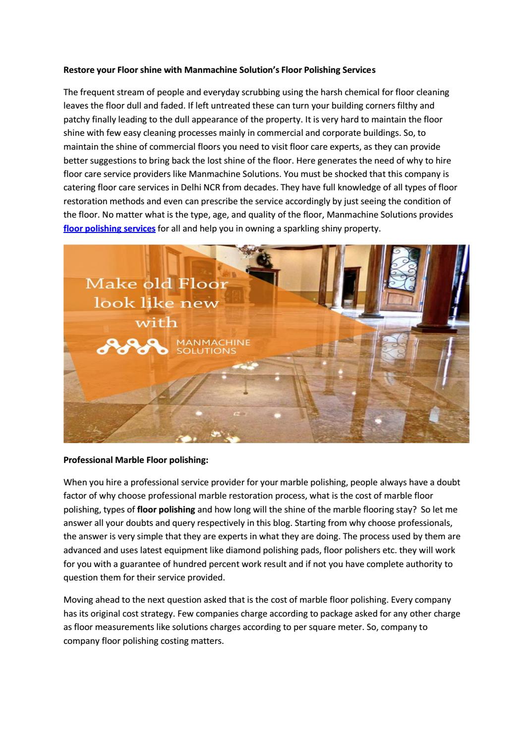 Restore Your Floor Shine With Manmachine Solution S Floor