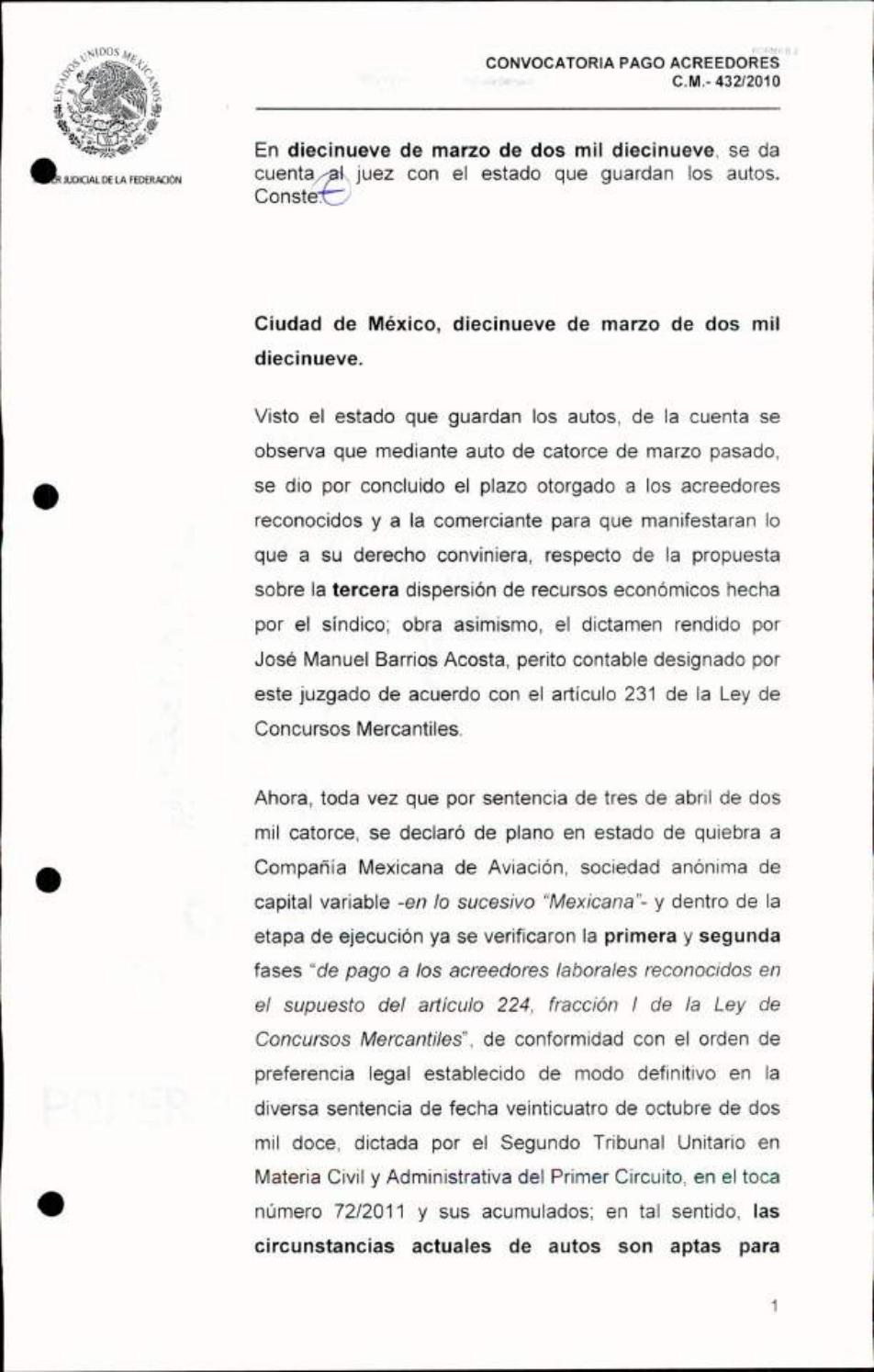 Convocatoria Pago A Acreedores De Mexicana De Aviacion 1 By Ejecentral Issuu convocatoria pago a acreedores de