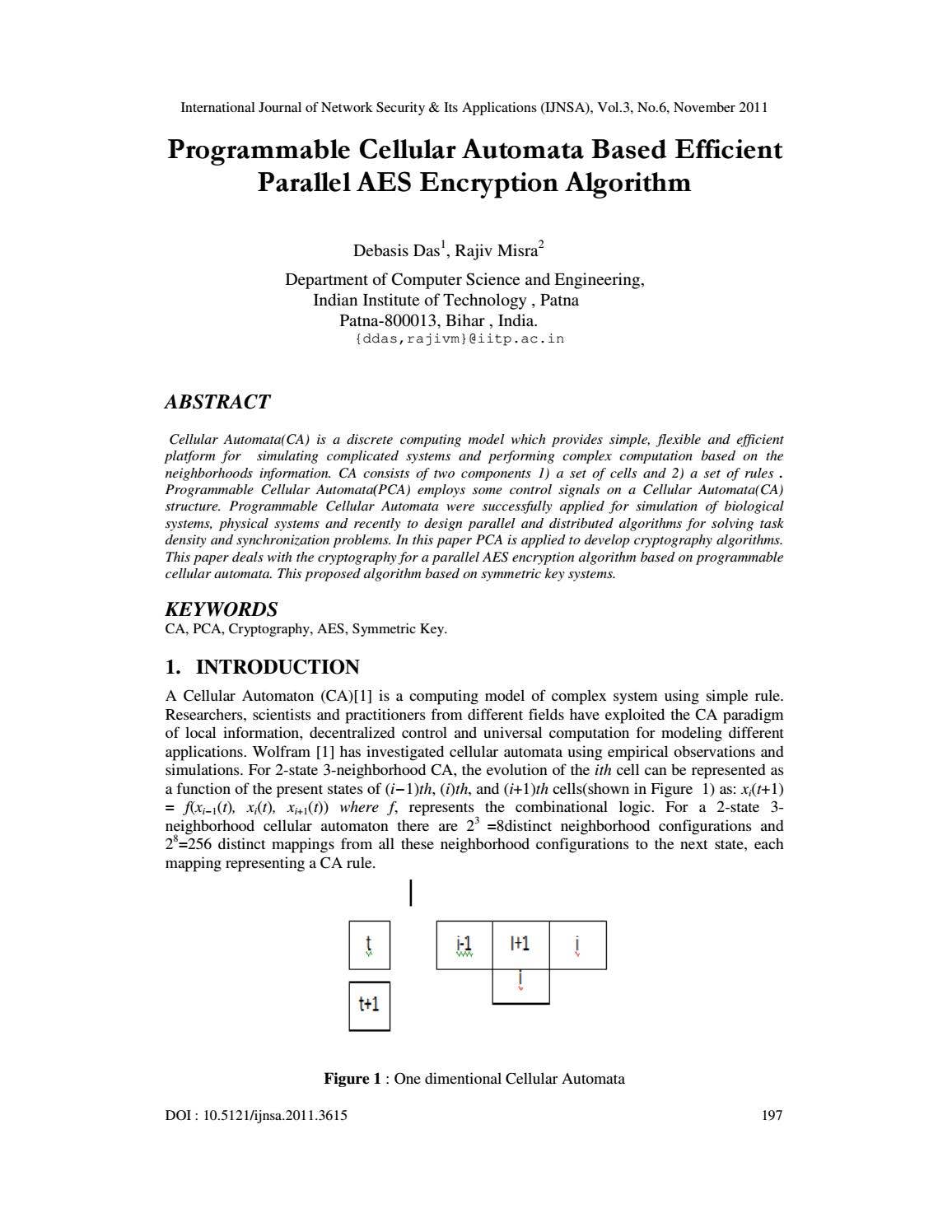 Programmable Cellular Automata Based Efficient Parallel AES Encryption ...