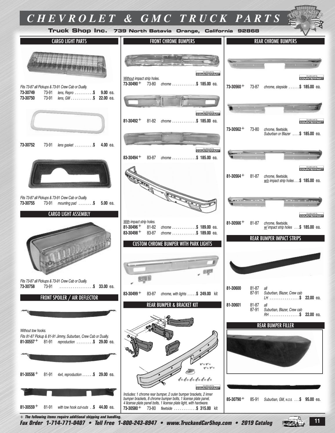 81-87 GM Fleetside Truck 81-91 Suburban Rear Bumper w//o Impact Stip Holes AMD