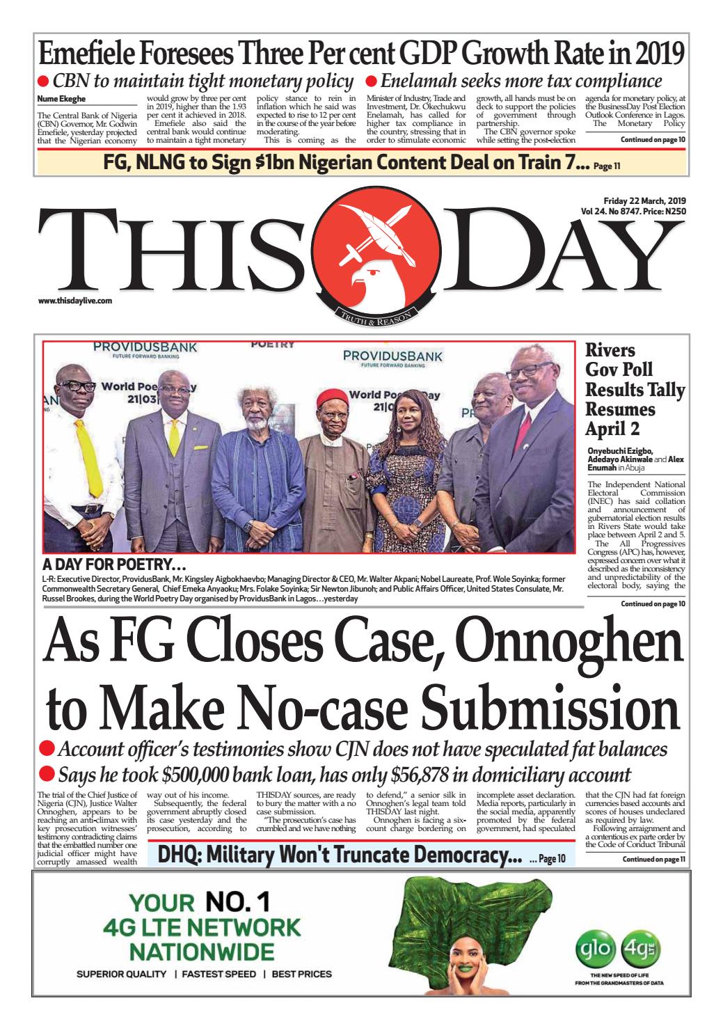 Friday 22nd March 2019 By Thisday Newspapers Ltd Issuu