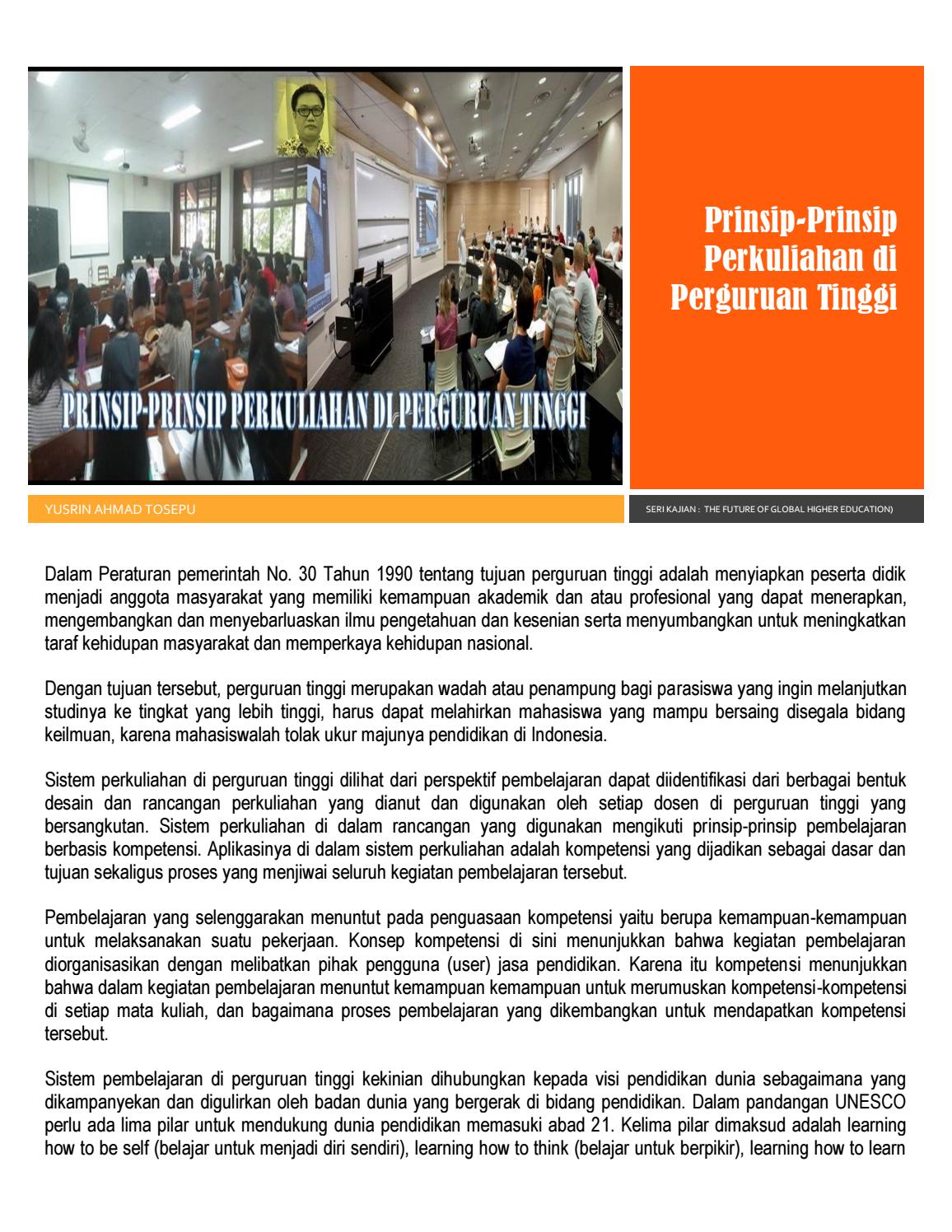 Prinsip Prinsip Perkuliahan Di Perguruan Tinggi By Yusrin Tosepu Issuu