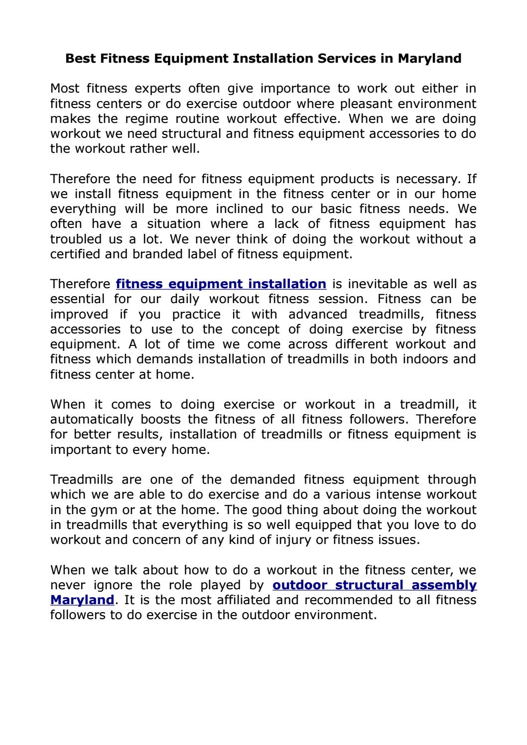 Best Fitness Equipment Installation Services in Maryland by Treadmills