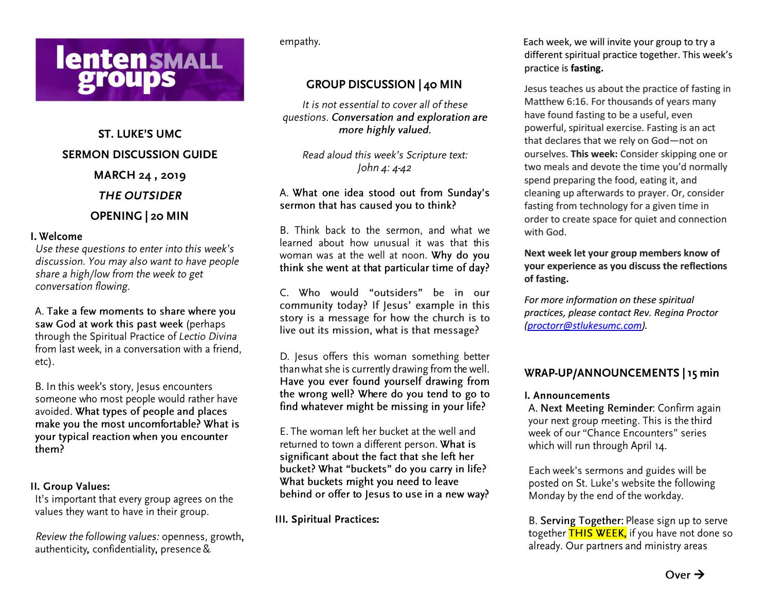 Lent week 3 Sermon discussion guide by St. Luke's UMC Issuu