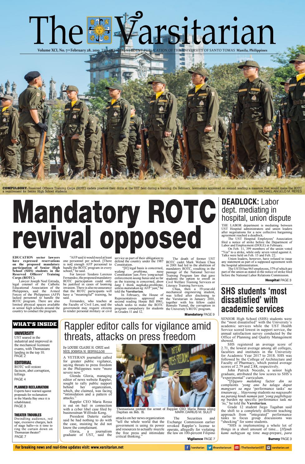 The Varsitarian P Y 2018 2019 Issue 07 By The Varsitarian Issuu