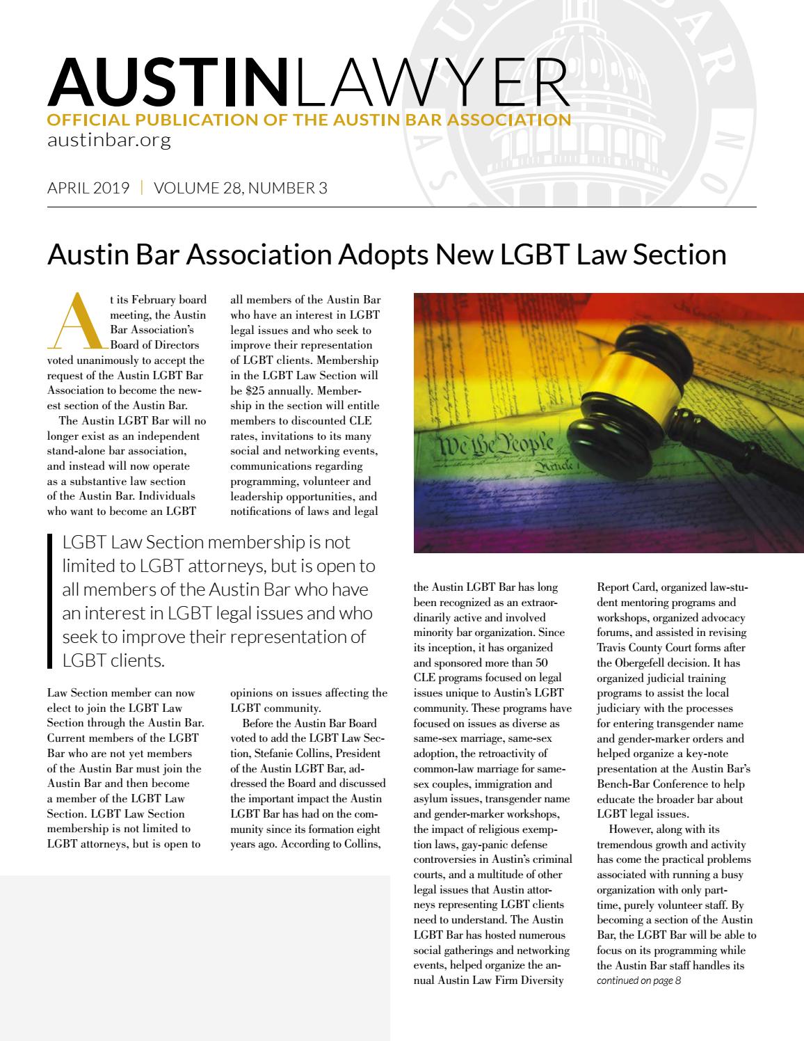 Austin Lawyer, April 2019 by Austin Bar Association Issuu