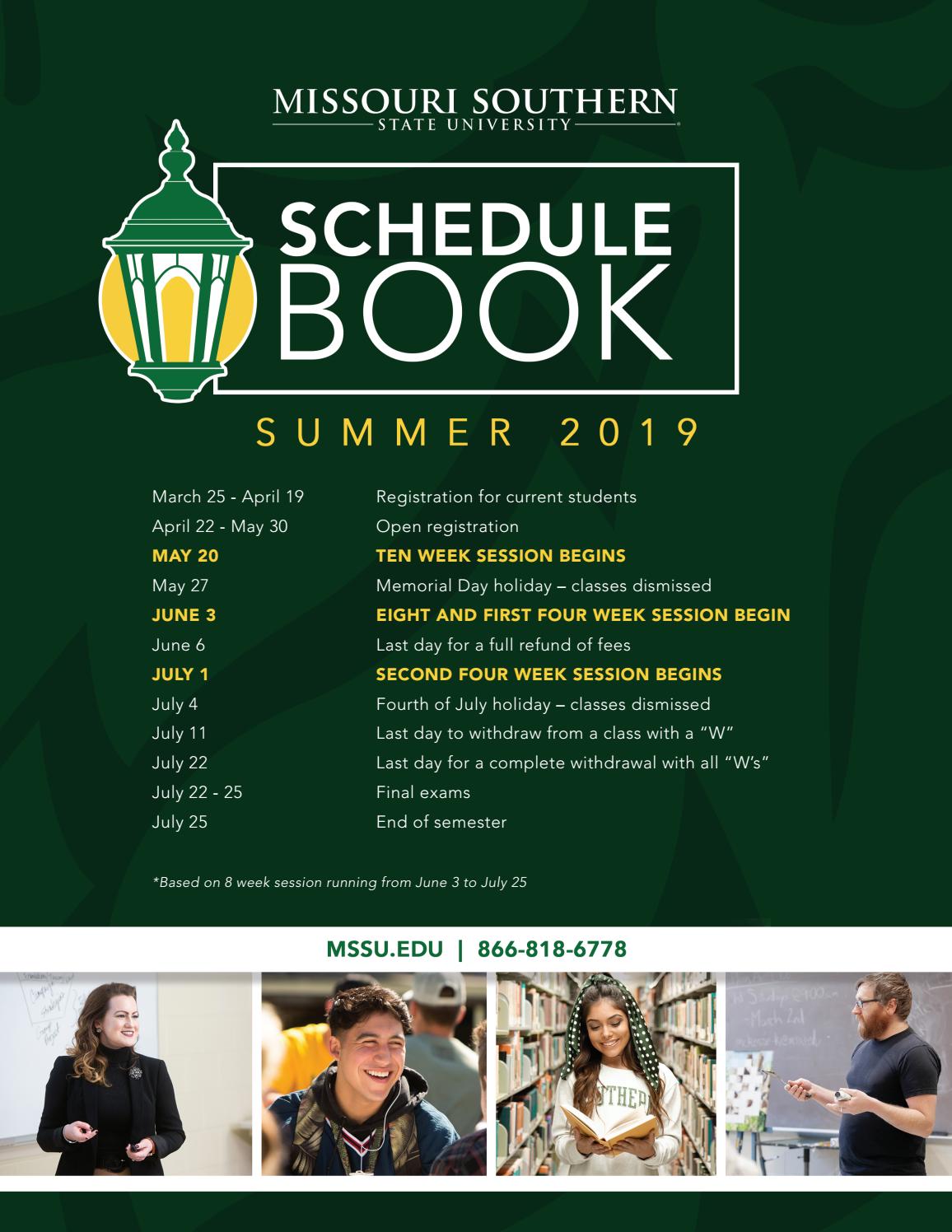Summer 2019 Schedule Book by Missouri Southern State University Issuu