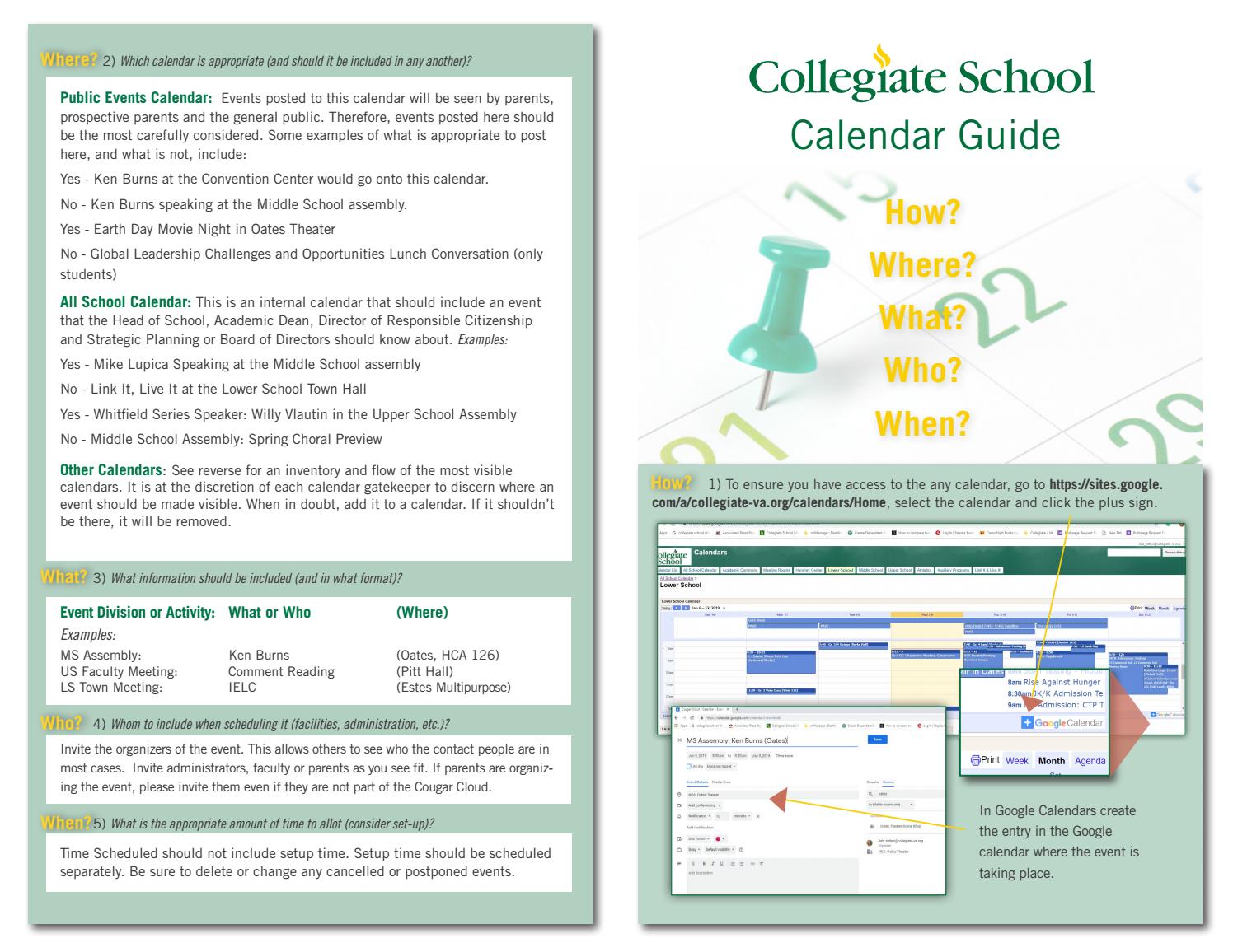 calendar governance handout by collegiate school issuu school calendar format