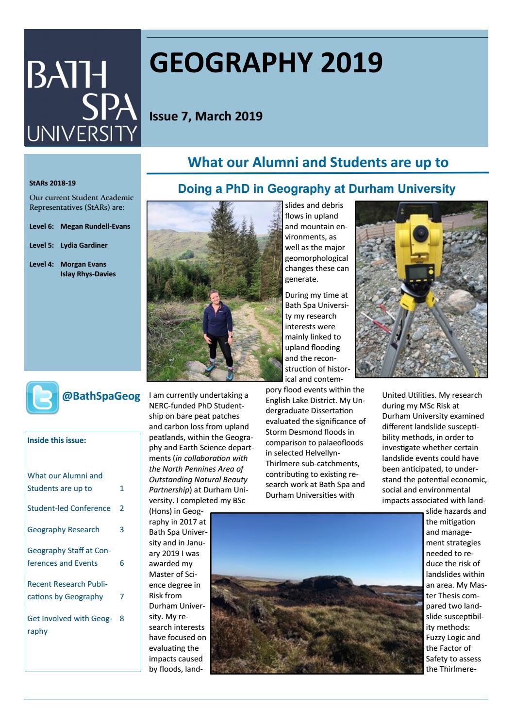 Geography Newsletter March 2019 by Bath Spa University Issuu