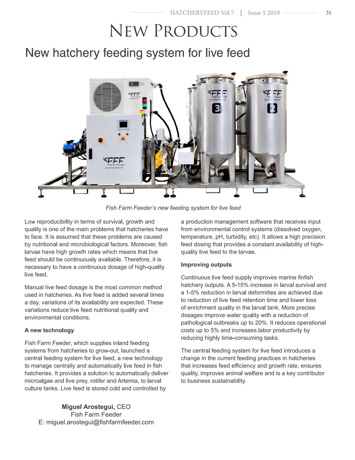New Hatchery Feeding System For Live Feed By Feeding Systems Sl