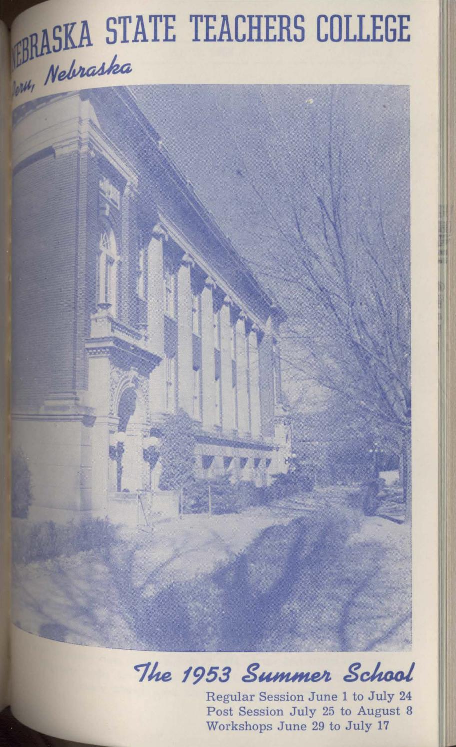 1953 Summer Catalog of Peru State Teachers College (Nebraska) by Peru